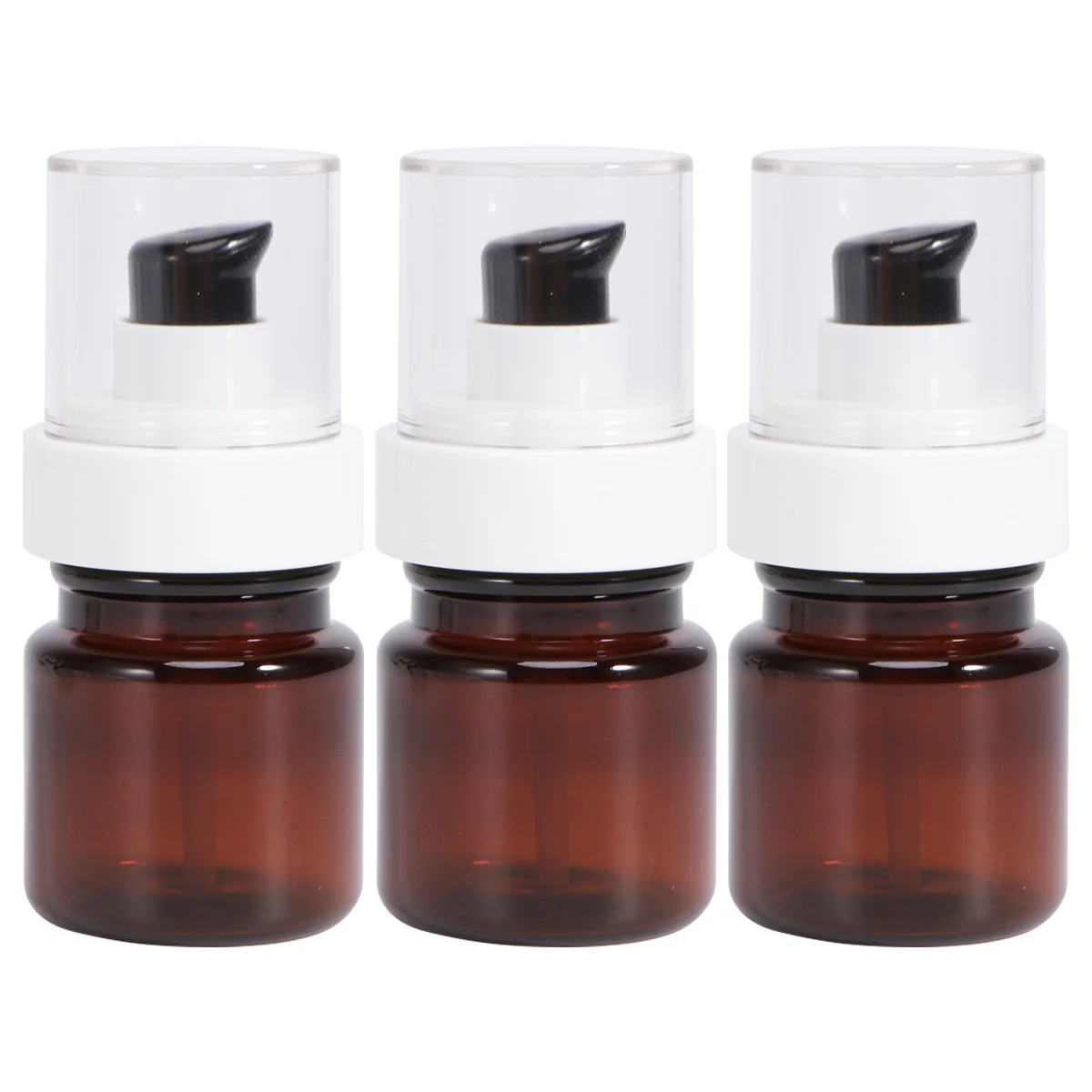 

3pcs 40Ml Empty Press Bottles Brown Portable Pump Container For Essential Oil Liquid Travel Skincare Tool