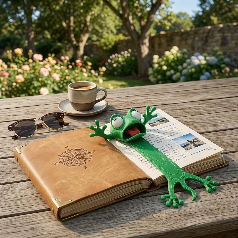 2PCS 3D Cartoon Frog and Salamander Bookmarks - Curious Animal Compression Bookmarks Set - Creative Design Bookmarks