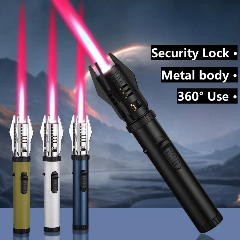 

New Scepter Lightsaber Turbo Gas Lighter Outdoor Windproof Strong Fire Cigar Special Metal Flamethrower BBQ Baking Kitchen Tools