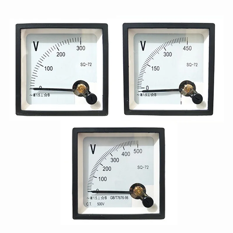 アナログ電圧計,アナログ電圧計,SJ-72 v,CP-72 v,CZ-72 v,100v,150v,250v,300v,450v,72x72mm,1個