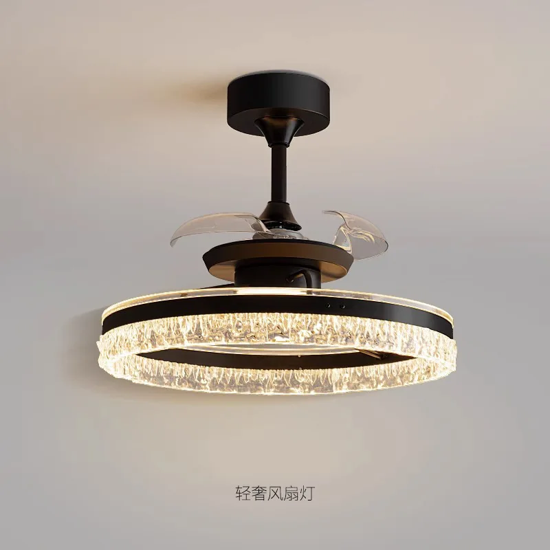 

Ceiling Fan Light Combo for Modern Minimalist Bedrooms and Dining Rooms Hidden Blade Design Luxury Fan Lamp for 2025