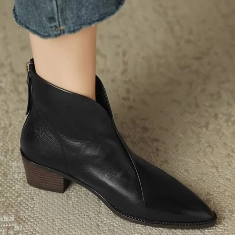 Women Ankle Boots Winter Low Heels Round Size 40 Casual Shoes Pu Leather Female Low Boots Free Shipping Chelsea Boots