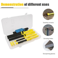 4PCS Sanding Stick Set with Flat Round Square Heads Durable Handheld Sandpaper Clamps for Jewelry Polishing Grinding Repair Tool