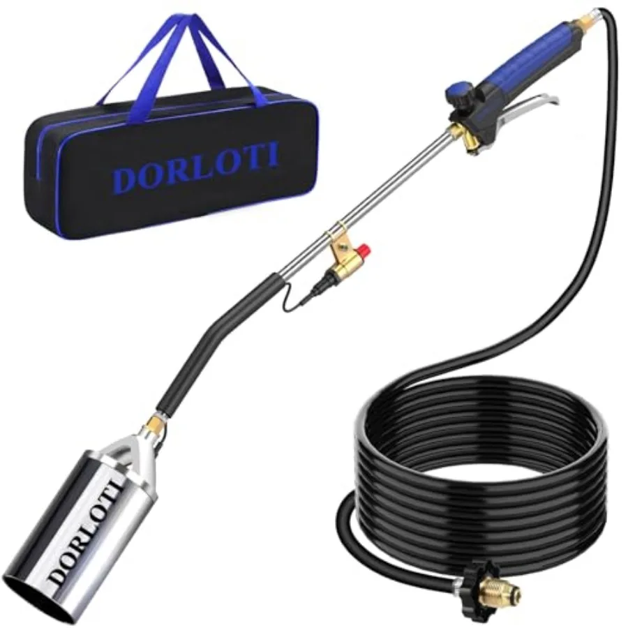 

Propane Torch Weed Burner, Blow Torch with Storage Bag, High Output Flame Torch with 10FT Hose, Heavy Duty Flame Weeder with Ig