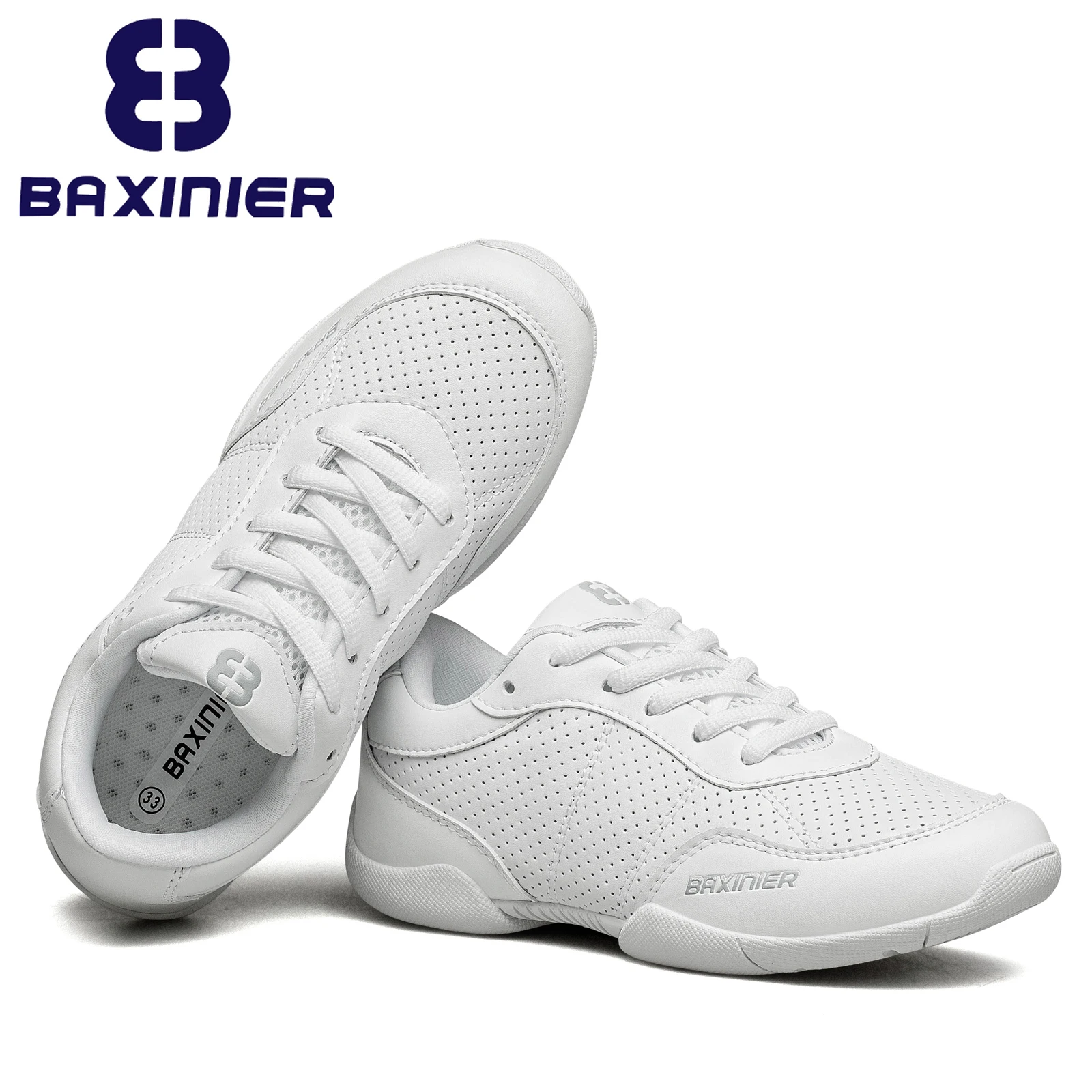 White Cheerleading Shoes for Girls Lightweight Competition Cheer Shoes Kids Cheer Sneakers Youth Dance Shoes