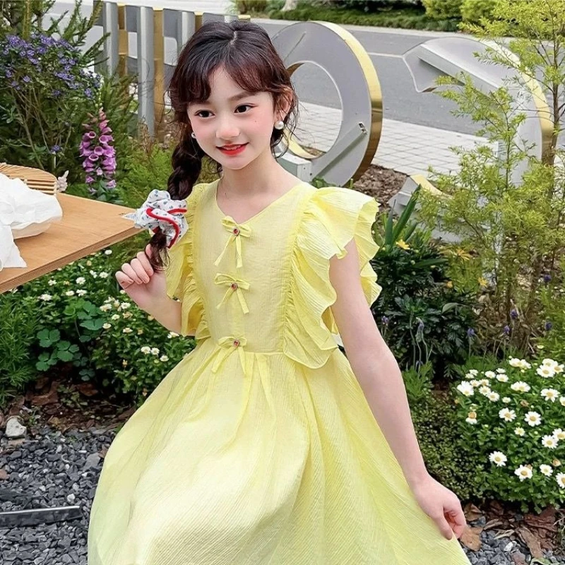 

Kids Dresses Teenage White Wedding Party Lace Girl Dress Puff Sleeve Children Carnival Spring Autumn 4 5 6 7 8 10 Years Clothes