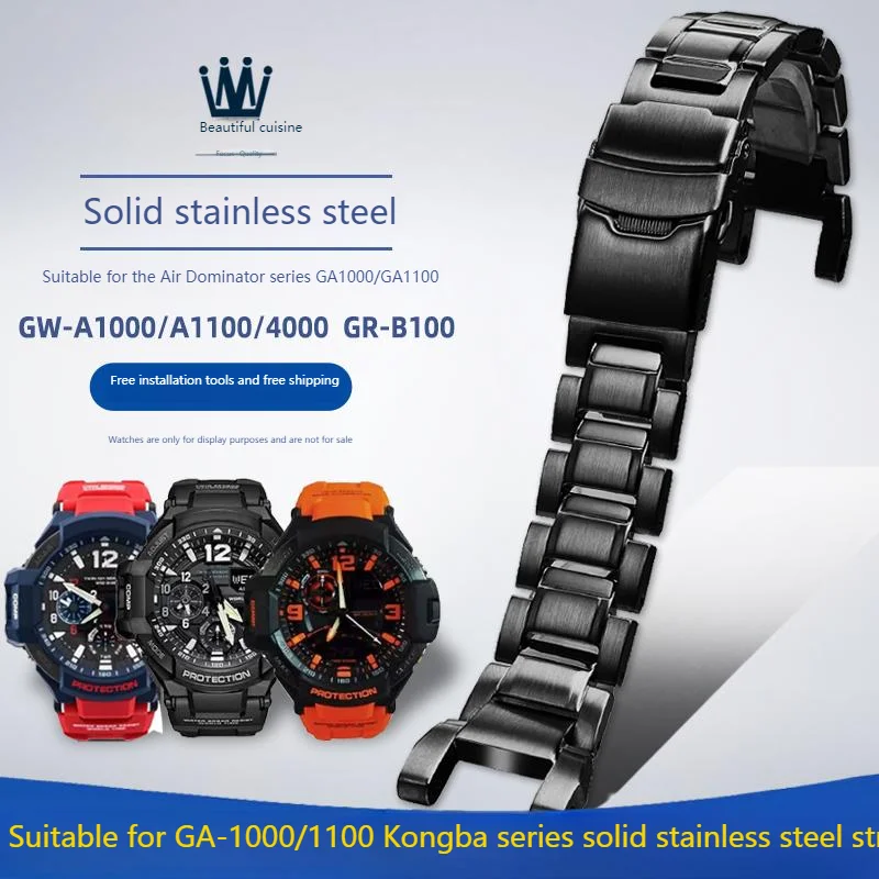 For Casio g-shock GA-1000 GA-1100 GW-4000 GW-A1100 A1000 Stainless steel watch strap replacement watch band bracelet,with tool