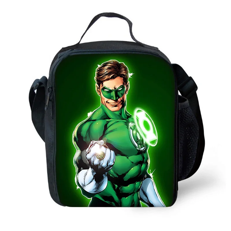 Green Lantern Child Insulated Large Capacity Bag for Boy and Girl Student Outdoor Picnic Resuable Thermal Cooler Lunch Box