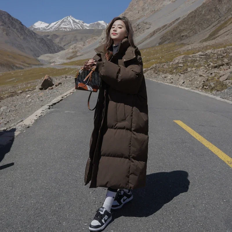 Abrigos de plumas para mujer, vestido de algodón de estilo largo, versión coreana, chaquetas de moda coreana de talla grande, Parka femenina térmica