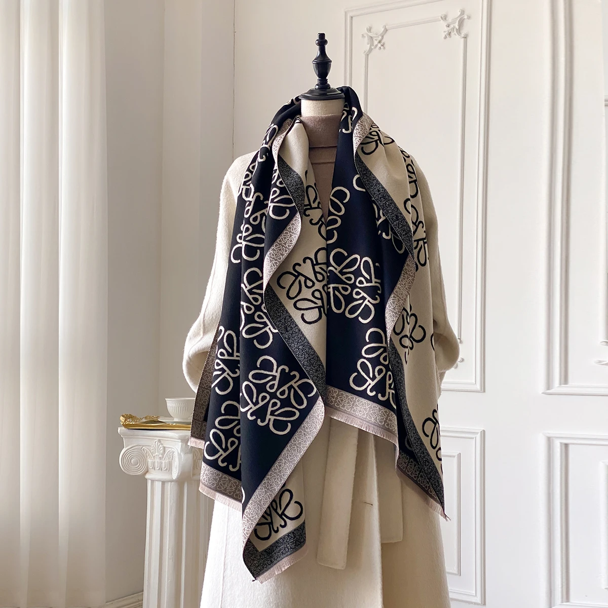 

Новинка 2023 года, женский шарф, теплый шарф, шаль, простой шарф из искусственного кашемира, толстая шаль, жаккардовая мода на осень и зиму