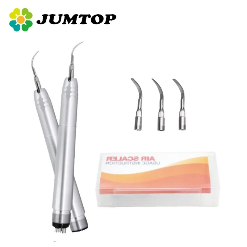 JUMTOP Dental Air Scaler Handpiece with 3 Tips Tooth Calculus Remover Cleaning Frequency Pneumatic Scaling Handpiece