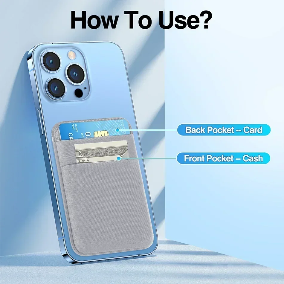 Handy-Magsafe-Geldbörse, Mag-Kartenhalter, elastischer, schlanker Kartenhalter, kompatible magnetische Geldbörsen für iPhone 16, 15, Samsung und Android – Detail 3