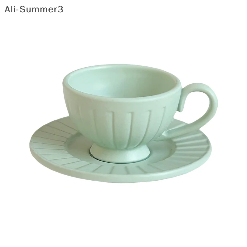 (YY)2Pcs/Set 2025 New 1:12 Dollhouse Miniature Accessories Coffee Cup and dish Plate Toy for Dollhouse Dining Ware Decoraiton