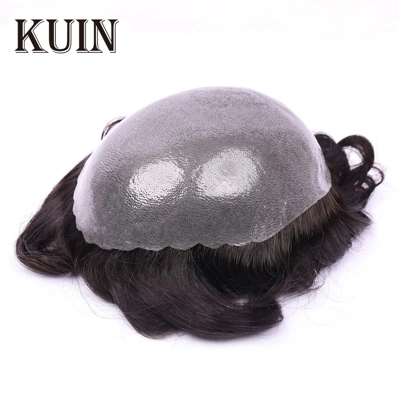 Men Toupee Human Hair Skin 0.1mm Mens Capillary Prothesis 100% Human Hair Wig For Men 6