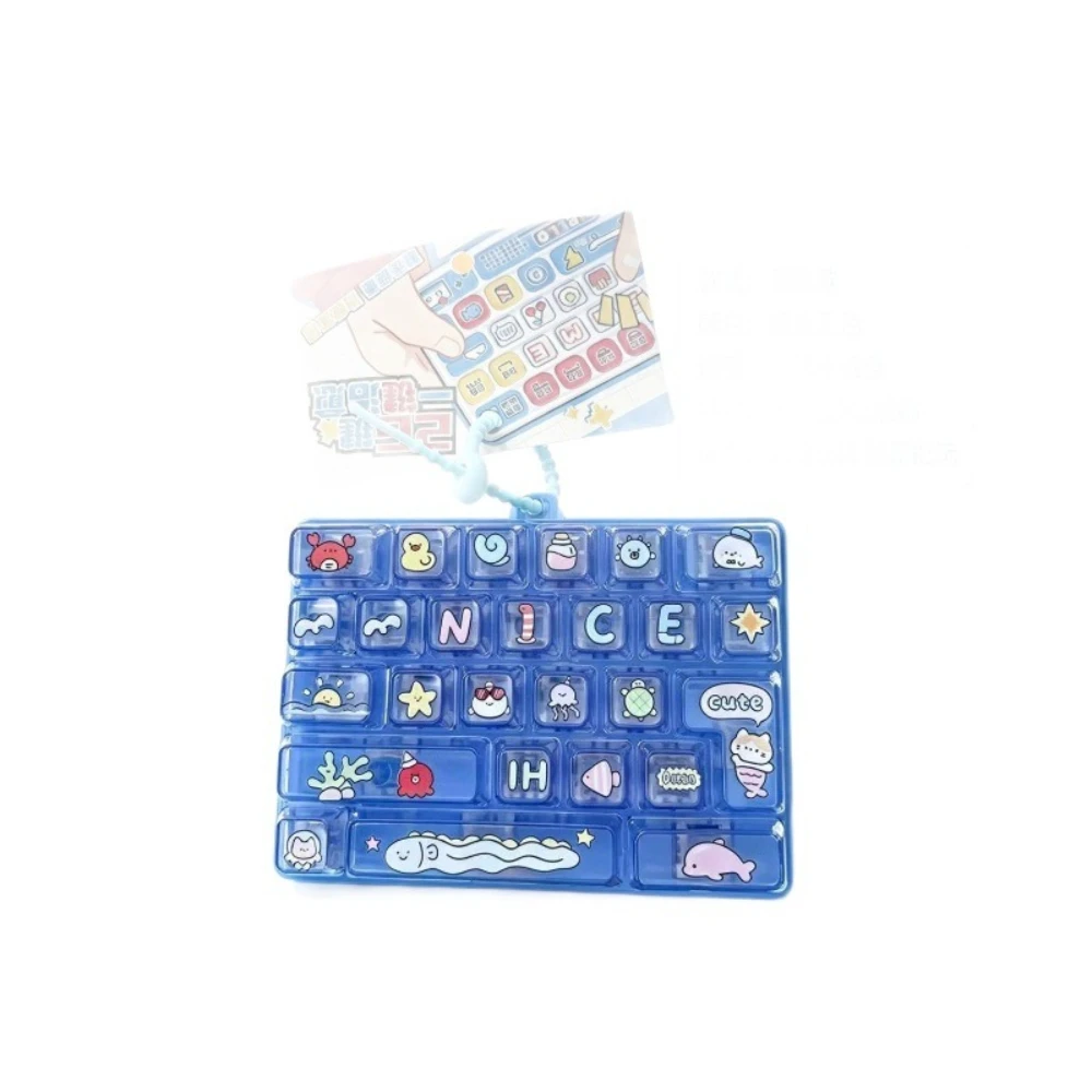 Trendy Backpack Charm Clear Ocean 26 Grid Keyboard Keycap Clicker Keychain 26구 키캡 가방고리 ASMR Tactile Prop Novelty Gift Favor