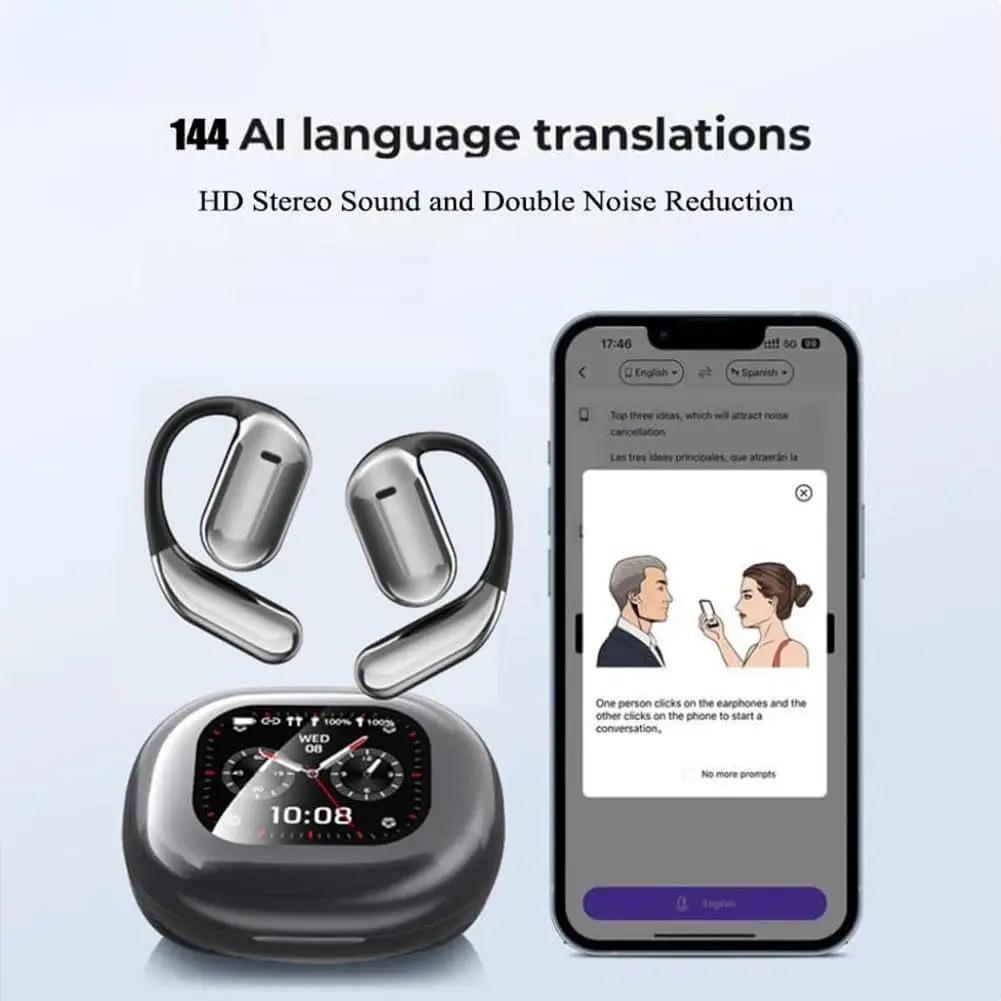 AI Headphones Wireless 144 Language Translation Real Time,ENC Call Headset，Meeting recording Earbuds，for Sports/Workout/Running﻿