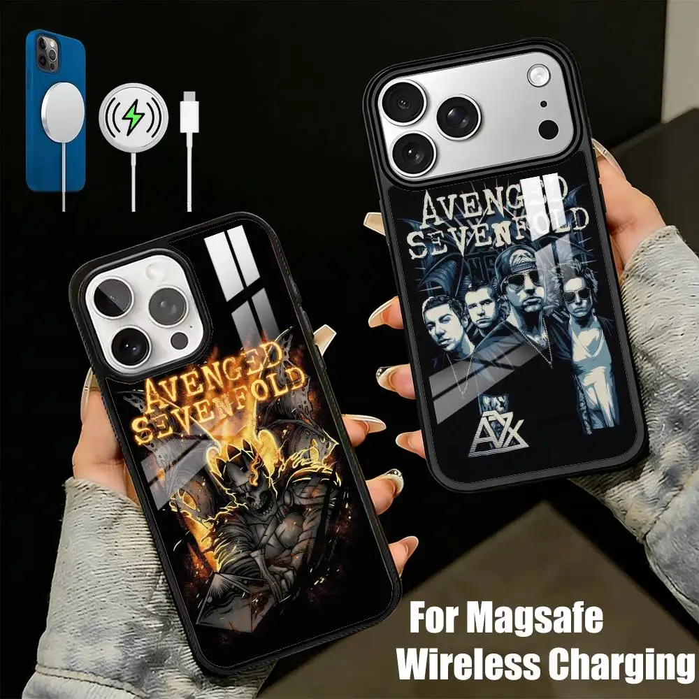 

D-Death A-A7X-X Rock BAND Phone Case For iPhone17,16,15,14,13 Plus,Pro Max Magnetic For Magsafe Wireless Charging