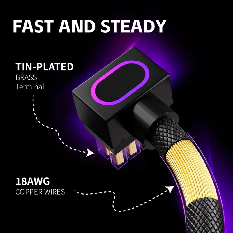 XB-CPU8PIN ARGB PC Cable- Motherboard Extension Cable With 5V 3-Pin, 18AWG 90° Right-Angle Design, Male-To-Female Connectors