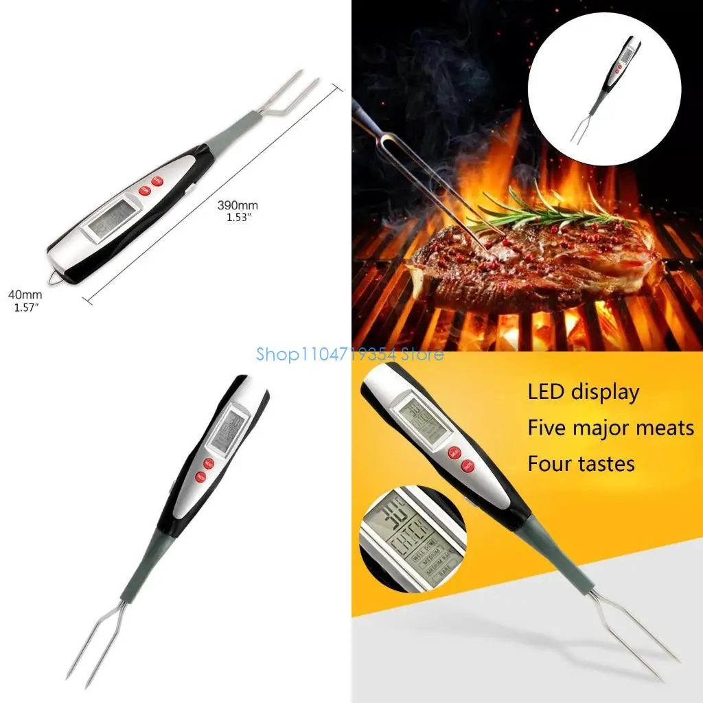 0XLD Digital Thermometer Fork Grilling & Barbecue Fast Read Electronic with Ready Alarm Quick Accurate