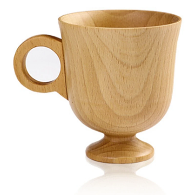 Japanese Creative Wooden Milk Cup Drinking Cup Beech Wood Coffee Cup With Solid Wood Handle Cup Casual Cup