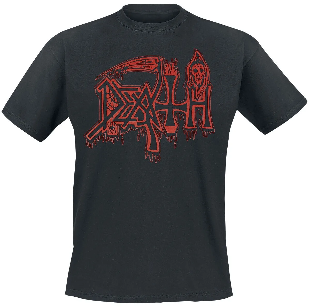 Camiseta Death Life Will Never Last, Camiseta de Death Metal com Logotipo Vermelho e Estampa de Caveira nas Costas, Merchandise para Fãs de Bandas de Death