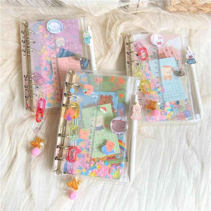 Cute Cartoon Kawaii Bear Notebook A6 Six-hole Loose-leaf Book Storage Cute Cartoon Girl Heart Diary Student Notebook