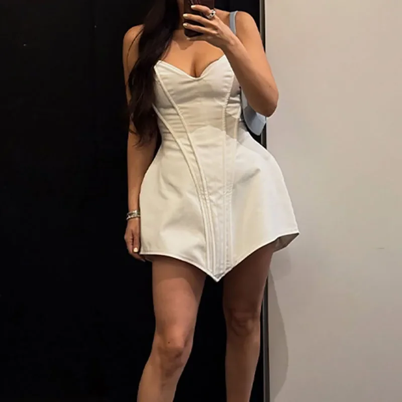 

French Style Tube Tops Off Shoulder Banquet Dress Elegant High Waist Slim A-line Dress Temperament Pure Color Lady Evening Dress