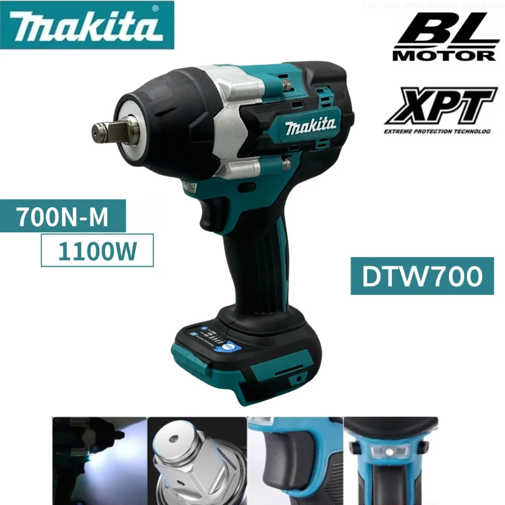 Makita Original DTW700 1100W Brushless Electric Wrench Cordless Impact Wrench Screwdriver Large Torque Auto Repair Power Tools