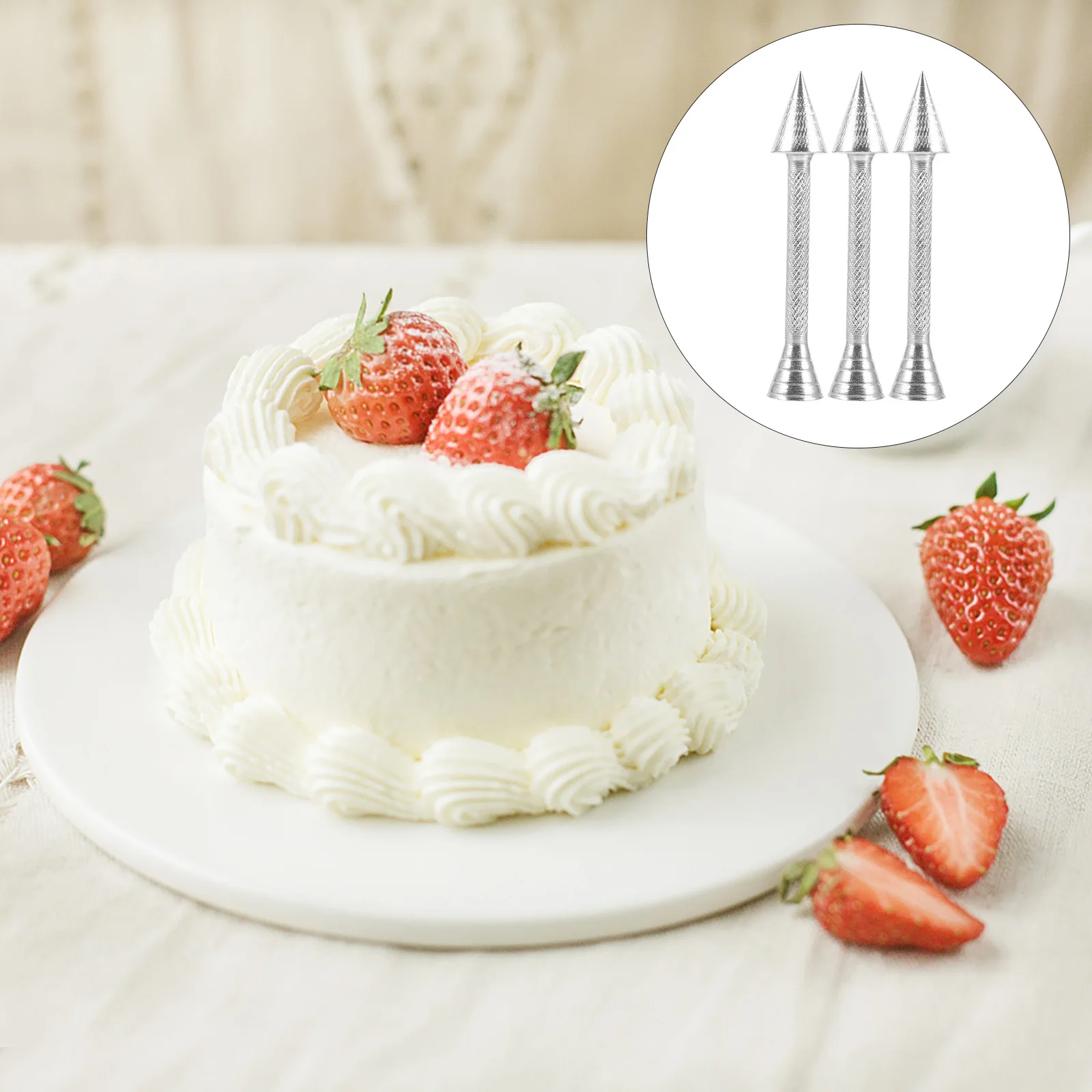 

3Pcs Aluminium Alloy Flower Nail Icing Rose Sticks Cake Decorating Tool Easy Use Clean Flower Nail Aluminium Alloy Sticks