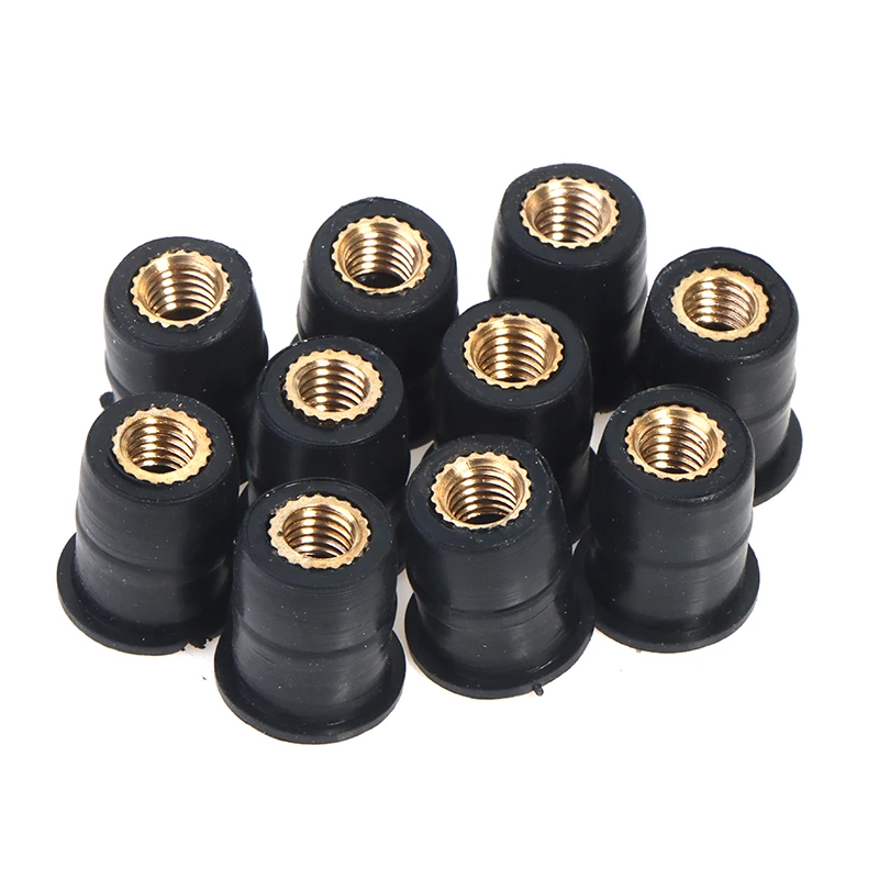 10pcs/set Motorcycle M5 Rubber Well Nuts Blind Fastener Windscreen Windshield Fairing Cowl Riding Accessories Fastener