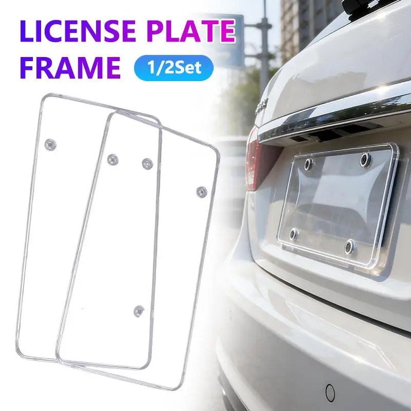 

【MO】Transparent License Plate Cover Clear Protective Number Plate Holder Shield Universal Car Supplies Auto Accessories