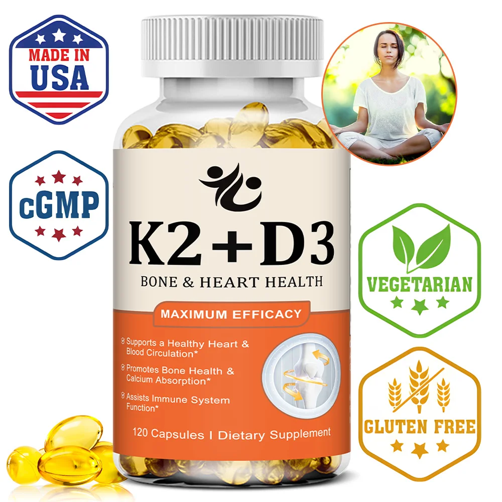 

Диетическая добавка с витамином D3 + K2 — поддержка здоровья костей и сердца — витамин K2 100 мкг и витамин D3 5000 МО — 120 мягких капсул