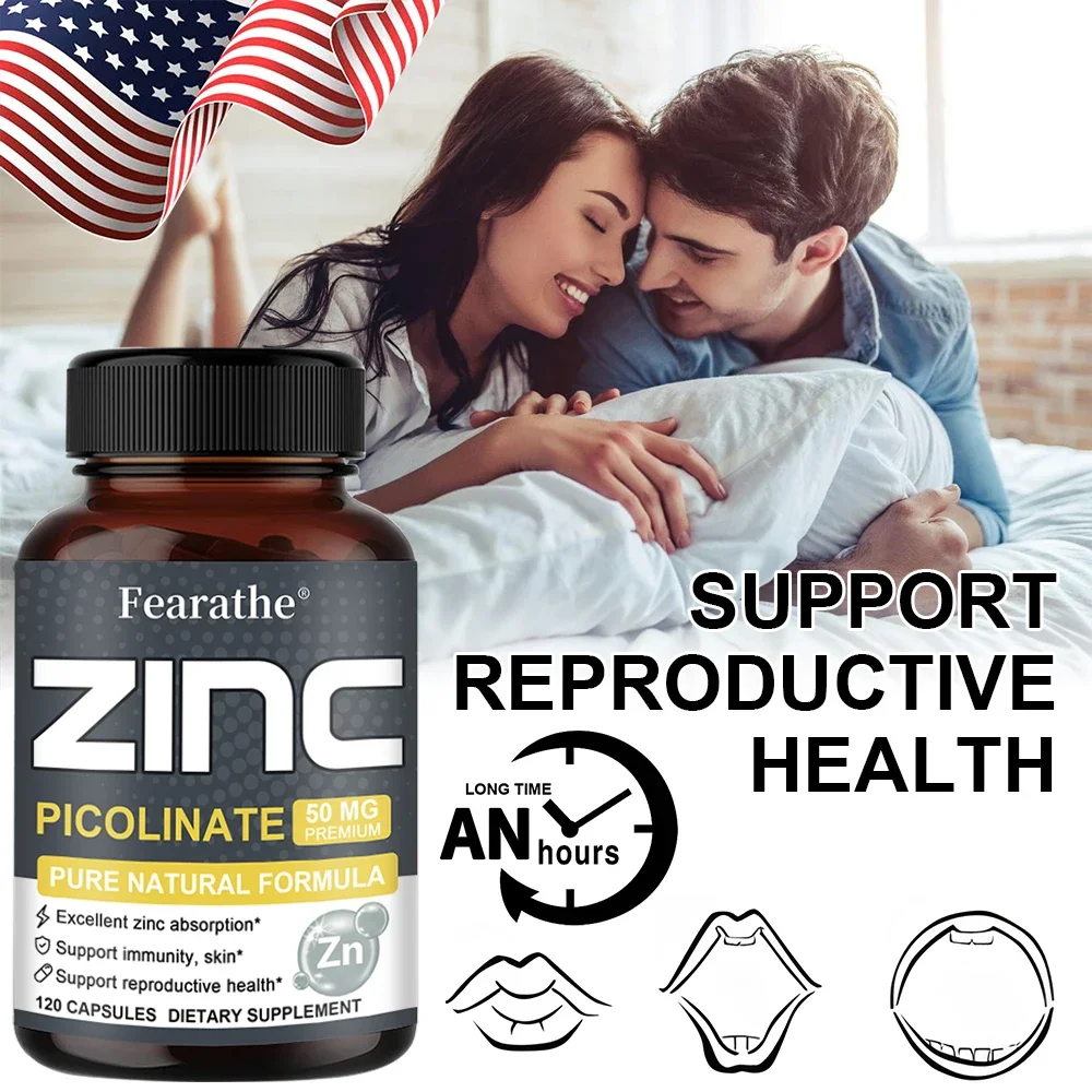 Zinc Picolinate - 120 Vegan Capsules, Supports Immune and Skin, Improves Performance, Strength, Gluten-Free and Non-GMO