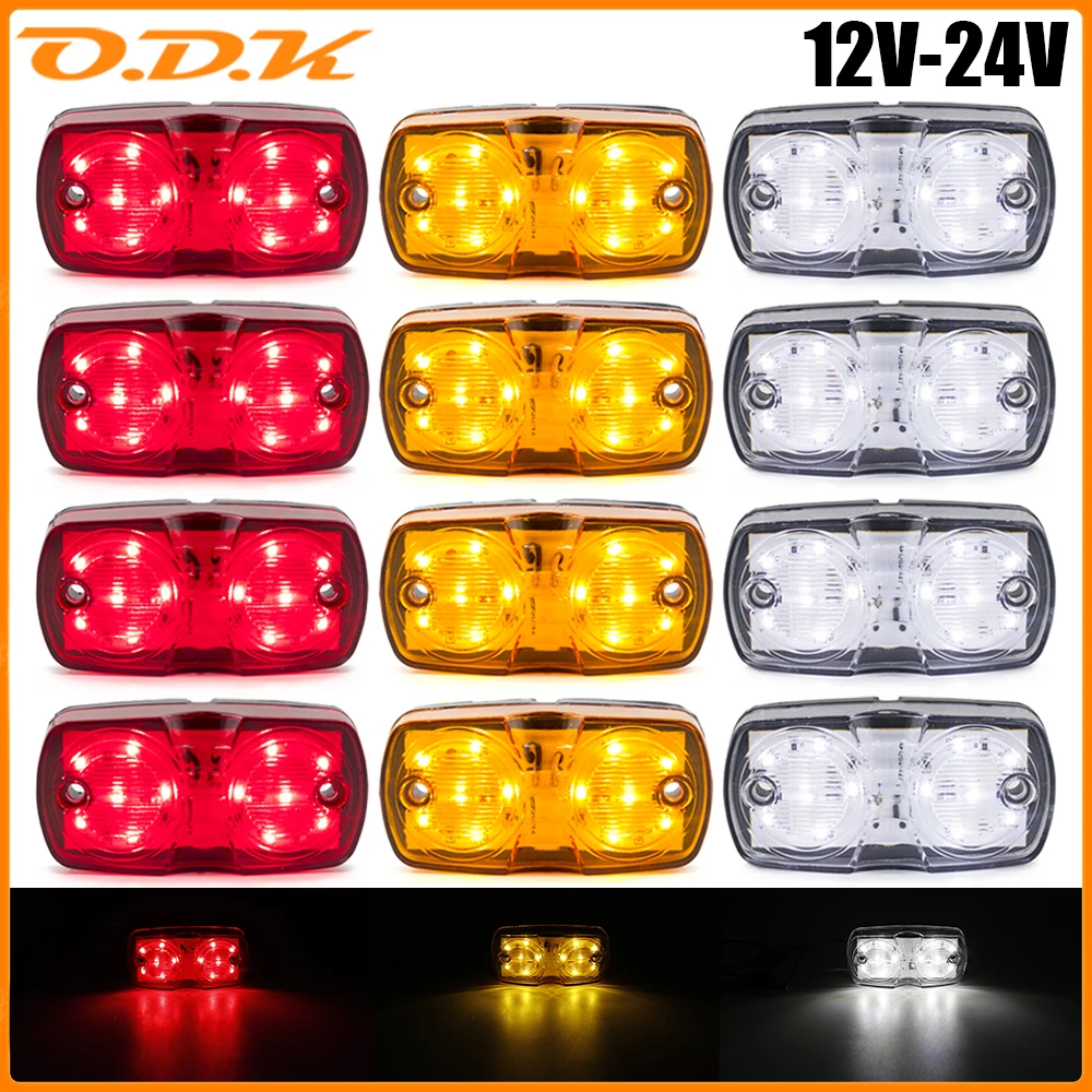 Caminhão Side Marker Lights, luzes externas, lâmpada indicadora de sinal, Warning Tail Light, Trailer Lorry, 12 LEDs, 12V, 24V, 4Pcs
