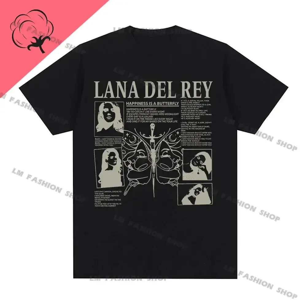 Camiseta con estampado de la cantante Lana Del Rey para hombre y mujer, ropa de calle de algodón, Hip Hop, de manga corta, Unisex, Y2k