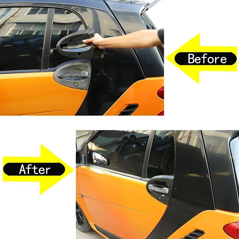 ABS Carbon Fiber For Mercedes Benz Smart 451 Fortwo 2009-2015 Car Exterior Door Handle Cover Trim Decor Sticker Accessories