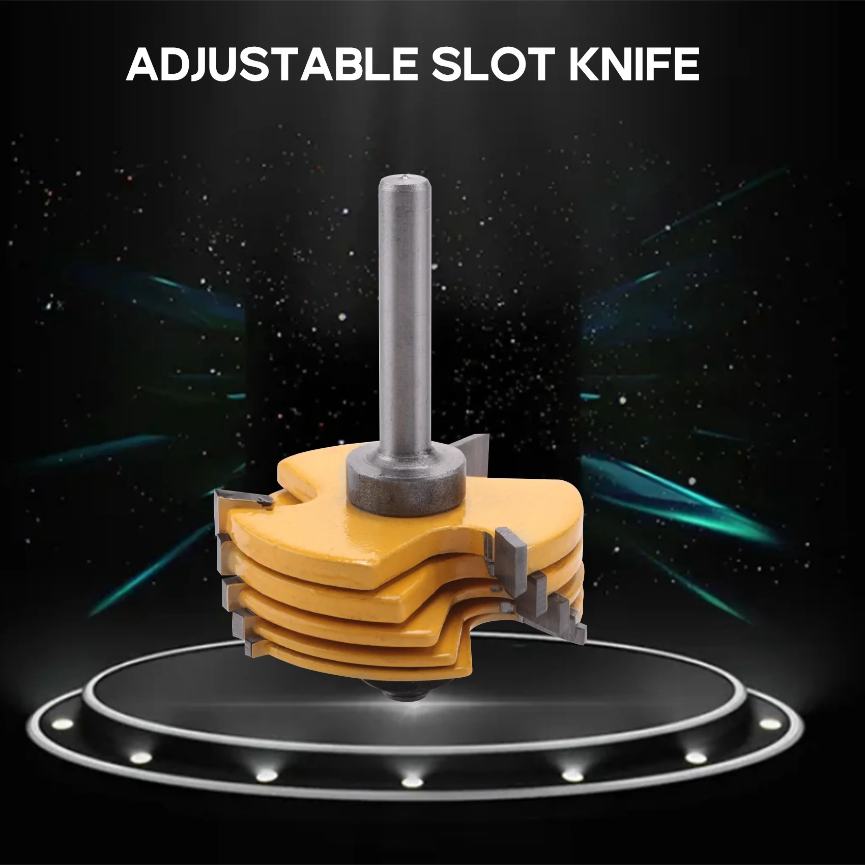 

-[Retail TX] 2Pcs Slot Cutter 3 Wing Router Bit 1/2 &1/4 Inch Shank Adjustable Woodworking Tool