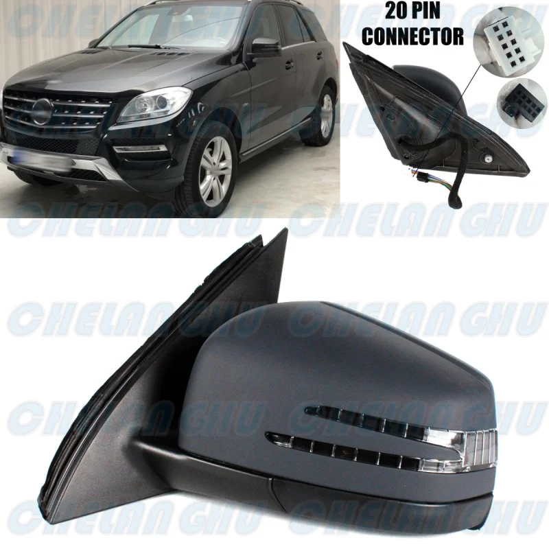 For Benz W166 ML350 ML450 ML500 2012 2013 2014 2015 Left Side 20 Pins Paintable Memory Puddle Light Power Fold Mirror Assembly