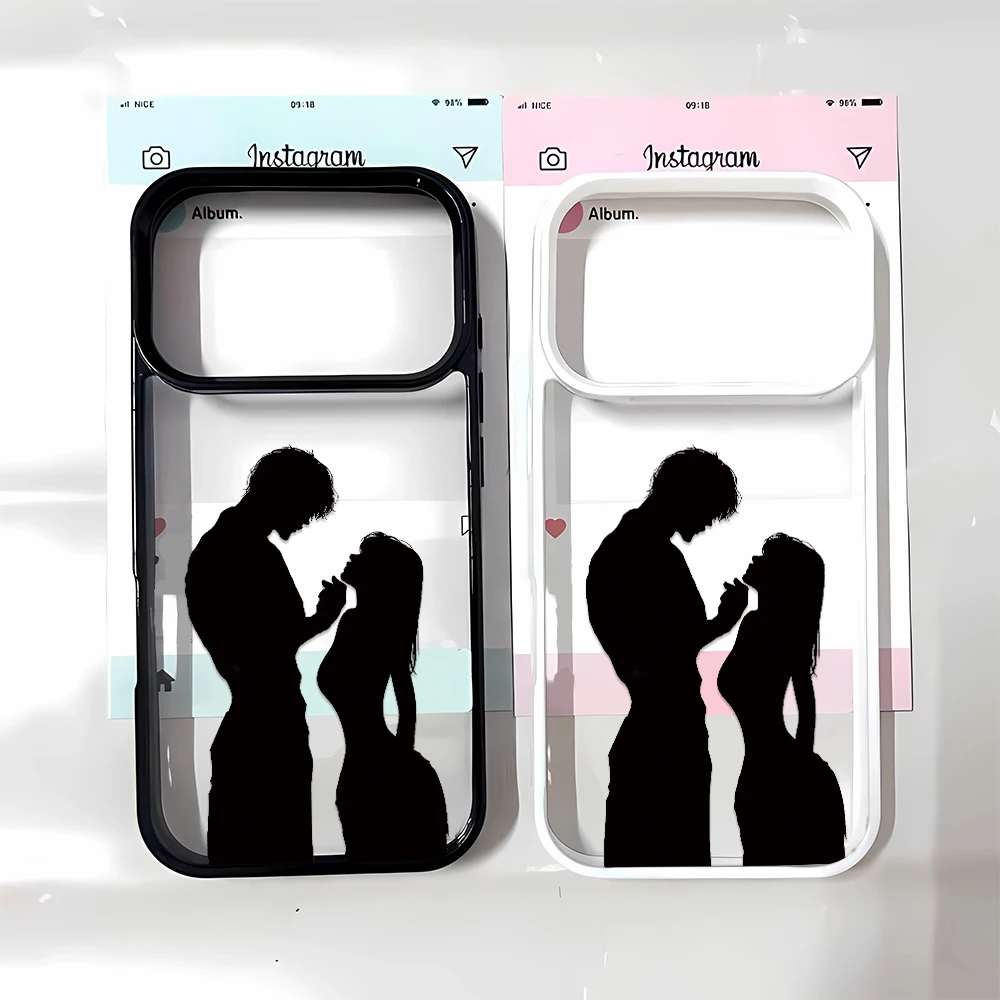 Coque de téléphone Silhouette Amoureux Kawaii Populaire Fine Compatible avec iPhone 11 Pro 16 Art 15 14 Max Air Plus 17 12 13