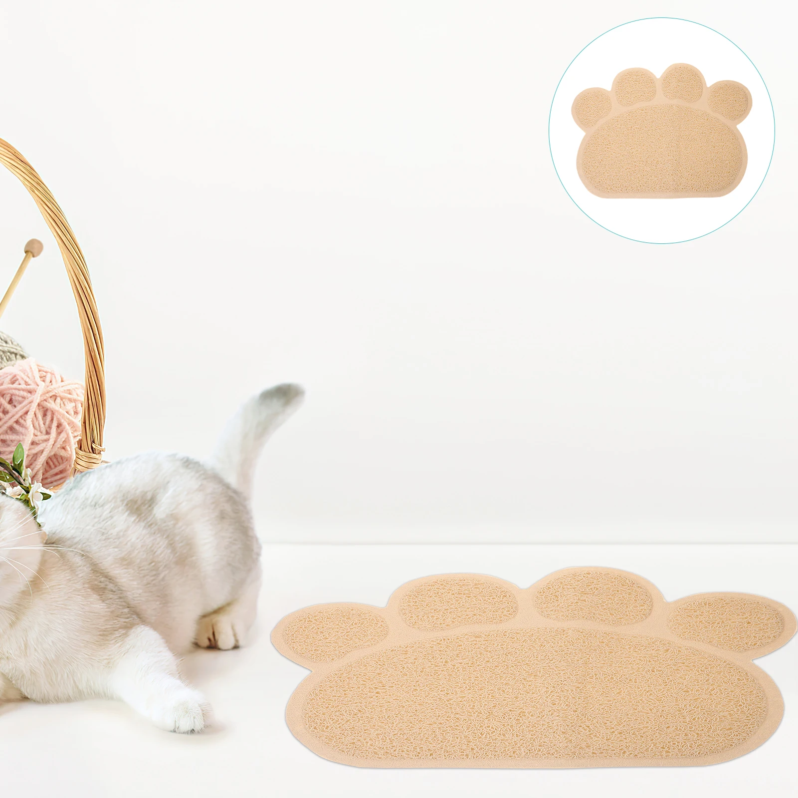 

Cat 30X40Cm Pink Non-Slip Paw Shape For Cat Litter Box Absorbent Dirt Sand Compact Design Easy Clean Door Compatible With Pet
