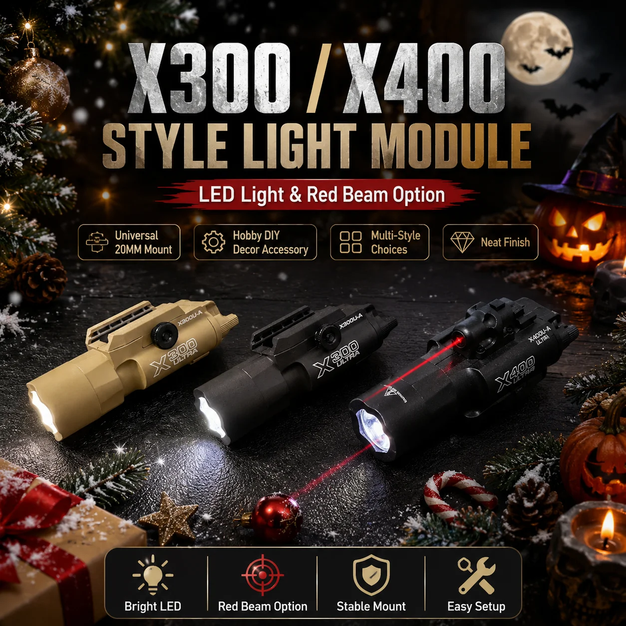 Integrated Laser LED Lighting Module X300 X400 Type Universal 20MM Base DIY Modification Accessory