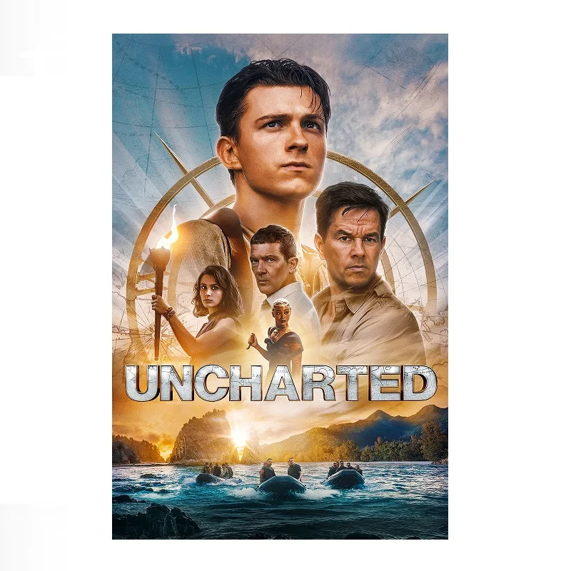Uncharted 2022 Movie, Print Art Canvas Poster, For Living Room Decor Home Wall Picture