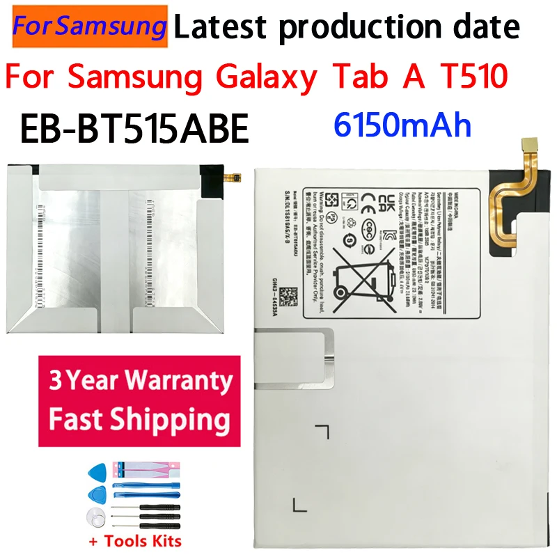 100% EB-BT515ABU For Samsung Galaxy Tab A10.1 2019 SM-T510 T510 T515 T517 6150mAh High Quality Tablet Replacement Battery+Tools