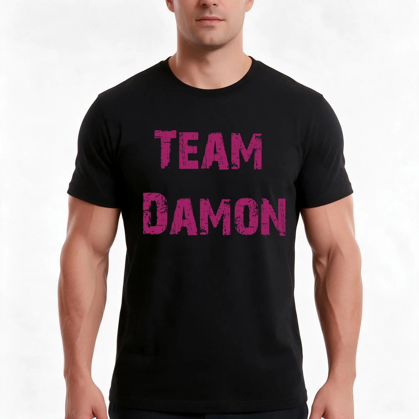 team damon T-Shirt Summer Casual Cotton Tee Oversized Streetwear Tops Vintage Graphic Print Loose Fit Short Sleeve