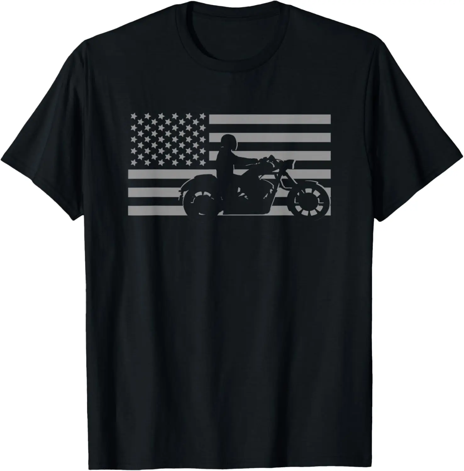 American Flag Biker Motorcycle Short Sleeve T-Shirt 100% Cotton Trendy Y2K Short-Sleeve Tee-Soft, Quick-Drying,