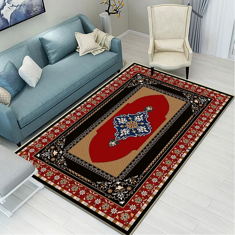 

Bohemian Style Floor Mat Living Room Bedroom Study Non-slip Rectangular Area Floor Mat Bohemian Moroccan Ethnic Style Floor Mat