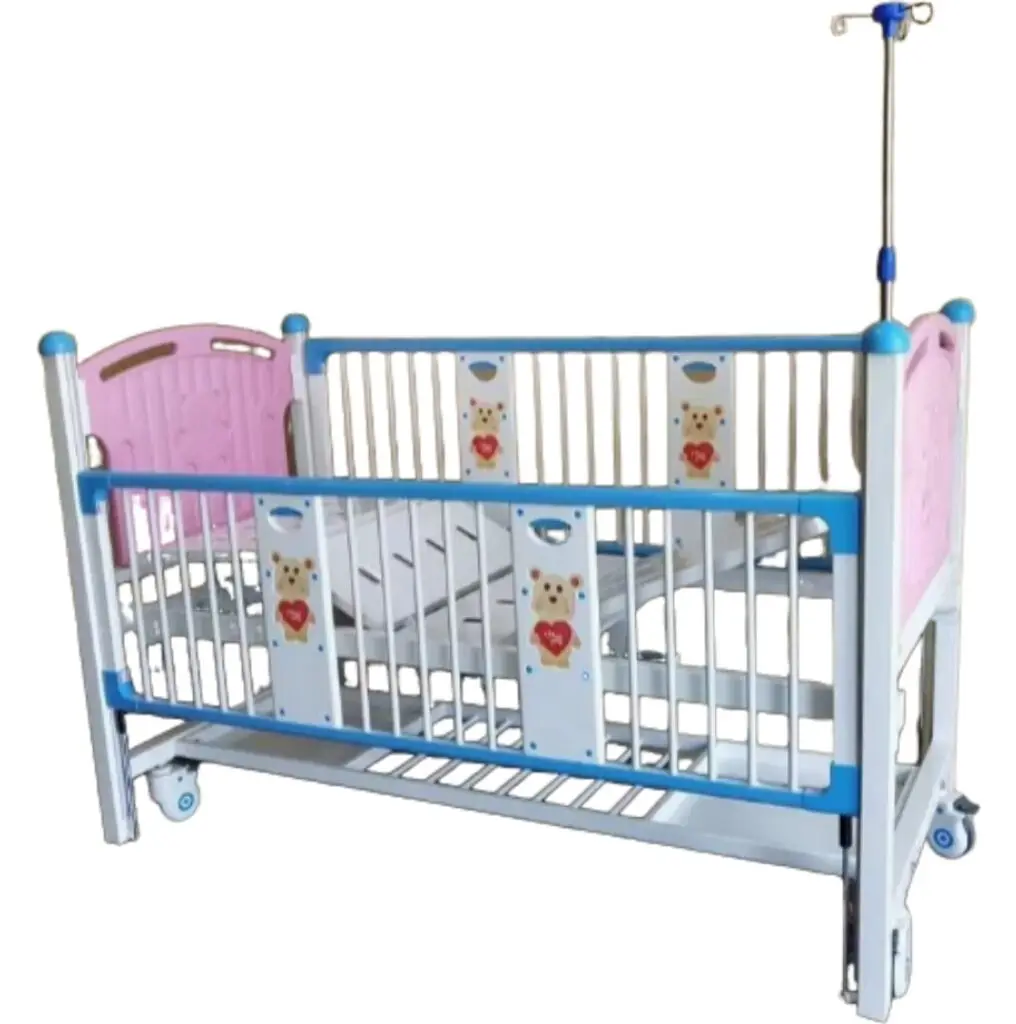 سرير رعاية الطفل اليدوي من الدرجة المستشفى مع مرتبة قابلة للإزالة ونظام كرنك من الفولاذ والمواد المعدنية