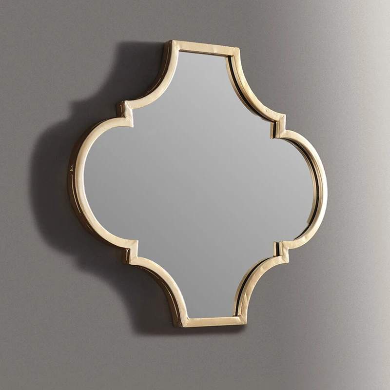 

Art Makeup Mirror Bathroom Vintage Wall Design Bedroom Mirror Irregular Wooden Wall Mount Espejos Decorativos Room Decoration