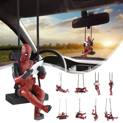 Imagen 1 del producto Deadpool-colgante de espejo retrovisor de coche, accesorios de decoración Interior de coche, figura de acción de dibujos animados