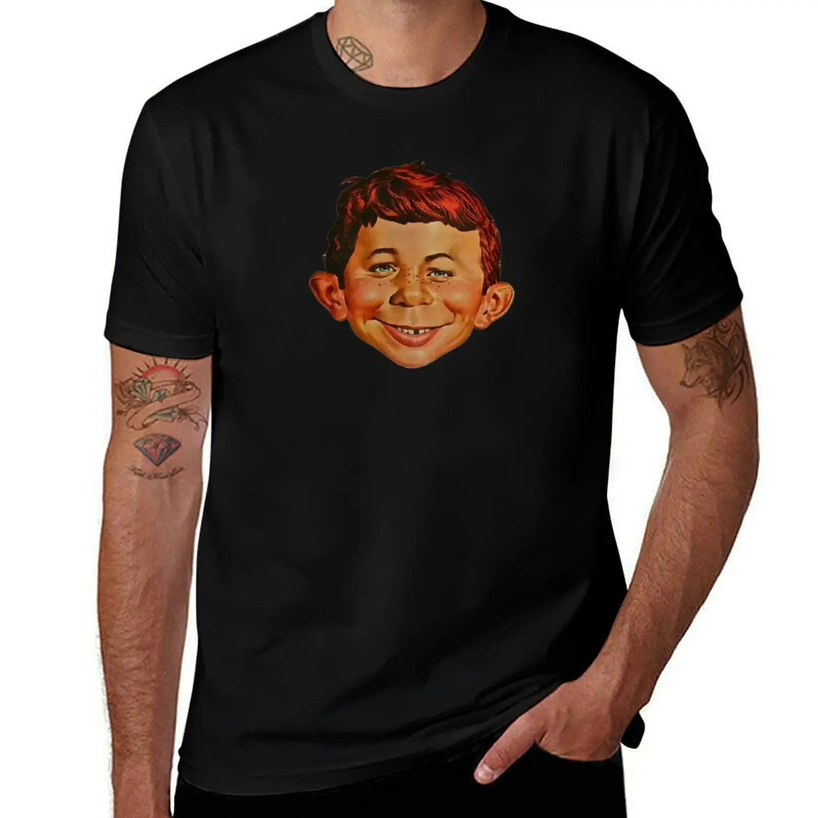 Vintage Iconic Smirking Face Tee T-Shirt Anti-Perspiration Workout Top T-Shirt